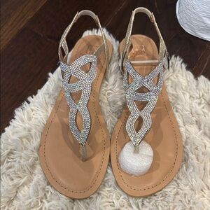 Material Girl Gold Rhinestone Sandals